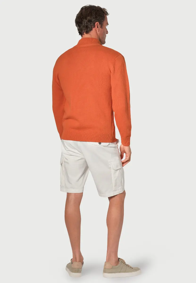 Sharpe Apricot Cotton Cable Knit Zip Neck Jumper - Image 2