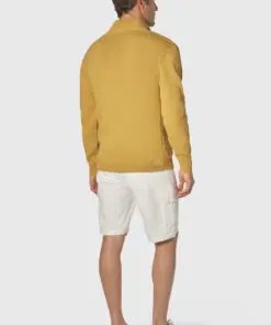 Alternative view of Sharpe Lemon Cotton Cable Knit Zip Neck Jumper