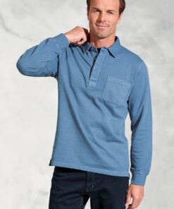 Sheridan Blue Garment Dyed Cotton Rugby Shirt