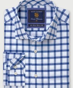 Regular Fit Navy Check Cotton Oxford Shirt
