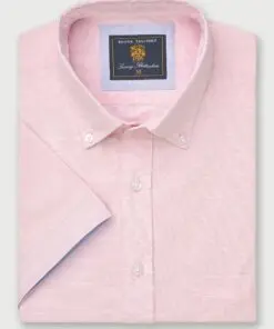 Regular Fit Rose Textured Cotton Short Sleeve Shirts