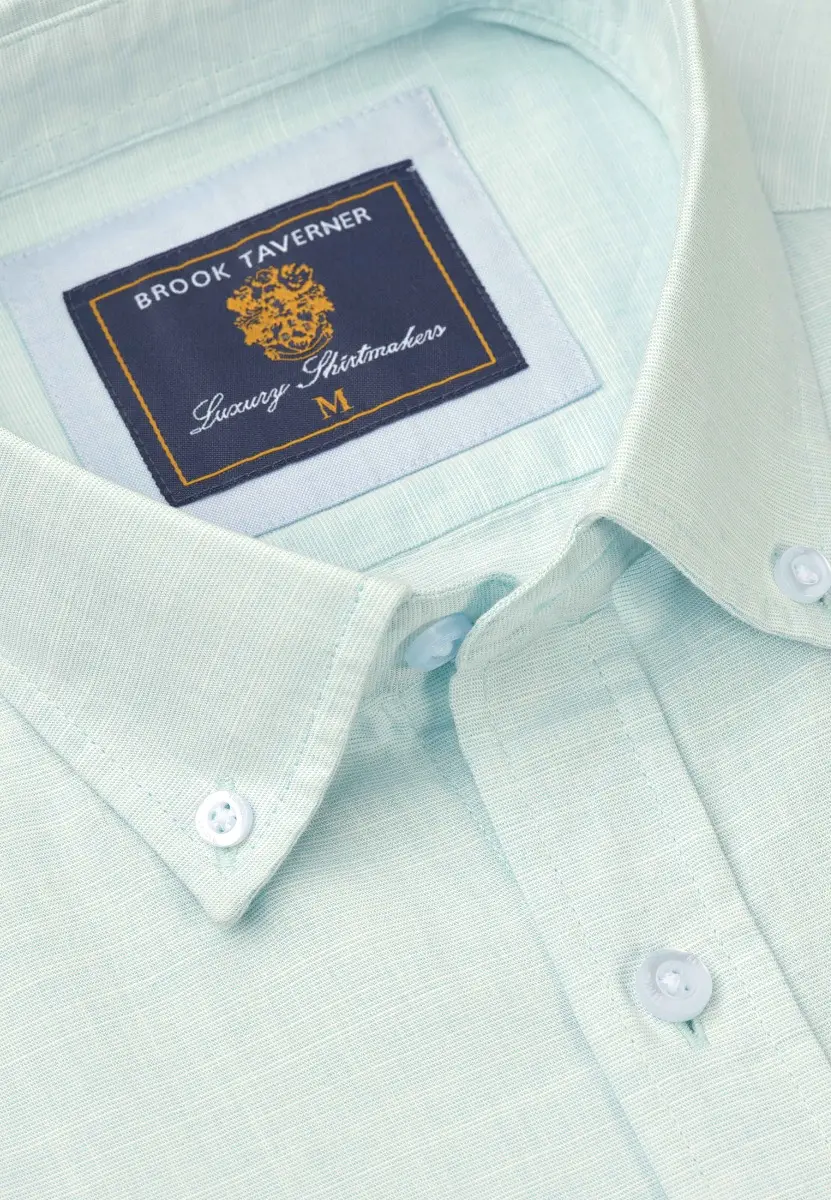 Regular Fit Mint Textured Cotton Short Sleeve Shirts - Image 2