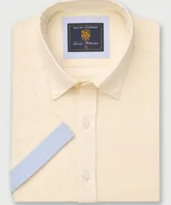 Regular Fit Lemon Textured Cotton Short Sleeve Shirts