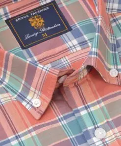 Alternative view of Regular Fit Salmon Check Slub Cotton Short Sleeve Shirts