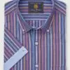 Regular Fit Blue Stripe 'Portofino' Short Sleeve Shirt