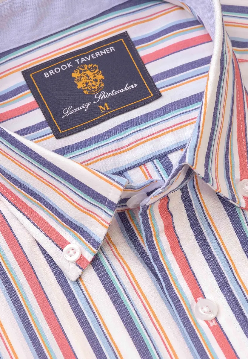 Regular Fit Multicoloured Stripe 'Portofino' Short Sleeve Shirt - Image 2