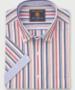 Regular Fit Multicoloured Stripe 'Portofino' Short Sleeve Shirt