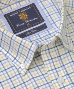 Alternative view of Regular Fit Lemon Tattersall Check Cotton Oxford Short Sleeve Shirt