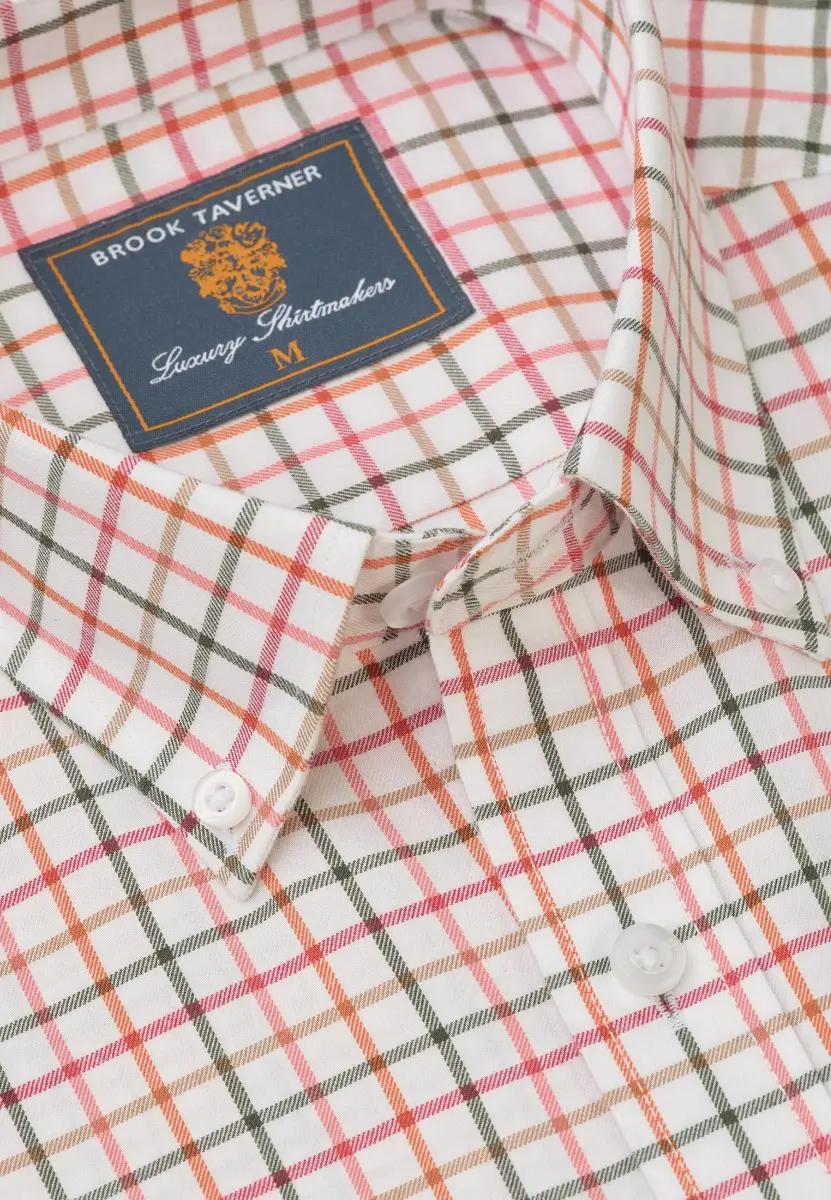 Regular Fit Red Tattersall Check Cotton Shirt - Image 2