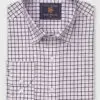Regular Fit Navy Tattersall Check Cotton Shirt