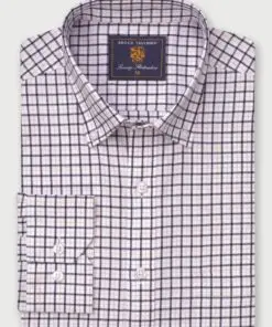 Regular Fit Navy Tattersall Check Cotton Shirt