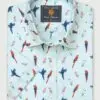 Regular Fit Mint Parrot Print Short Sleeve Shirt