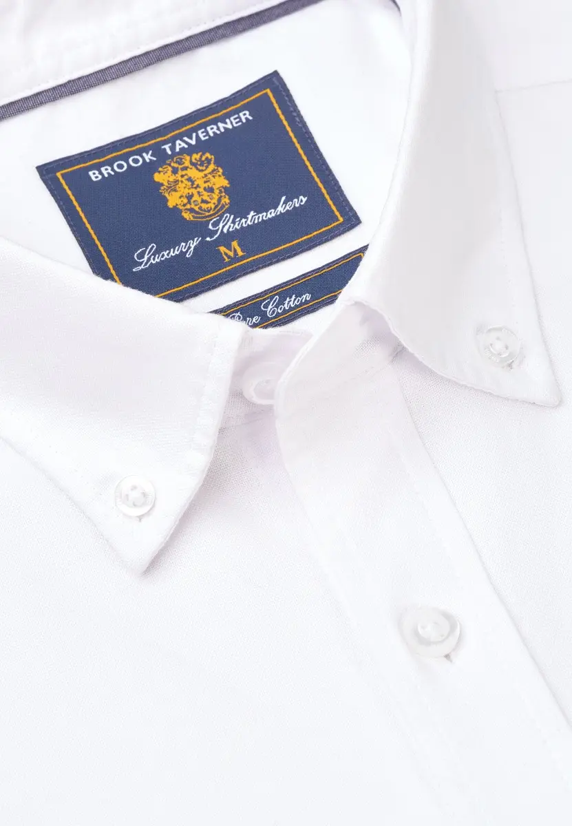 Regular Fit White Cotton Oxford Shirt - Image 2