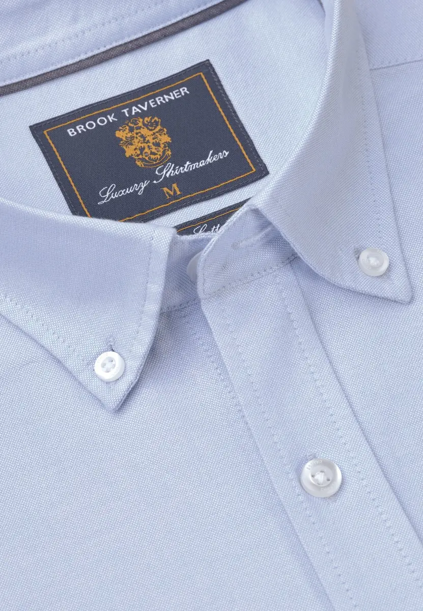 Regular Fit Sky Blue Cotton Oxford Shirt - Image 2