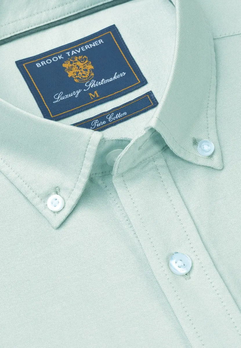 Regular Fit Mint Cotton Oxford Shirt - Image 2