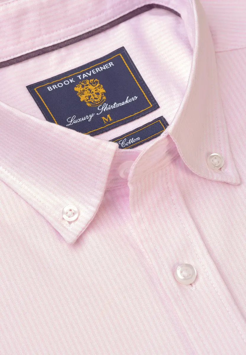 Regular Fit Pink Stripe Cotton Oxford Shirt - Image 2
