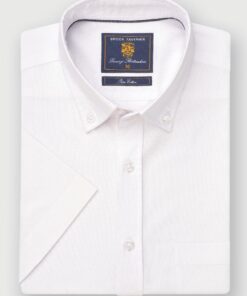 Regular Fit White Cotton Oxford Short Sleeve Shirt
