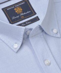Alternative view of Regular Fit Sky Blue Cotton Oxford Short Sleeve Shirt