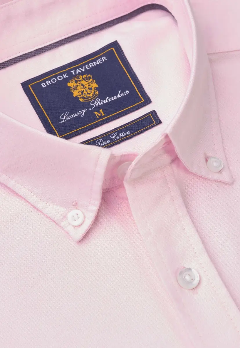 Regular Fit Pink Cotton Oxford Short Sleeve Shirt - Image 2