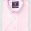 Regular Fit Pink Cotton Oxford Short Sleeve Shirt