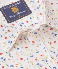 Alternative view of Regular Fit Multicoloured Ditsy Floral Watercolour Linen Cotton Shirt