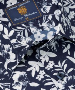 Alternative view of Regular Fit Navy Floral Silhouette Cotton Shirt