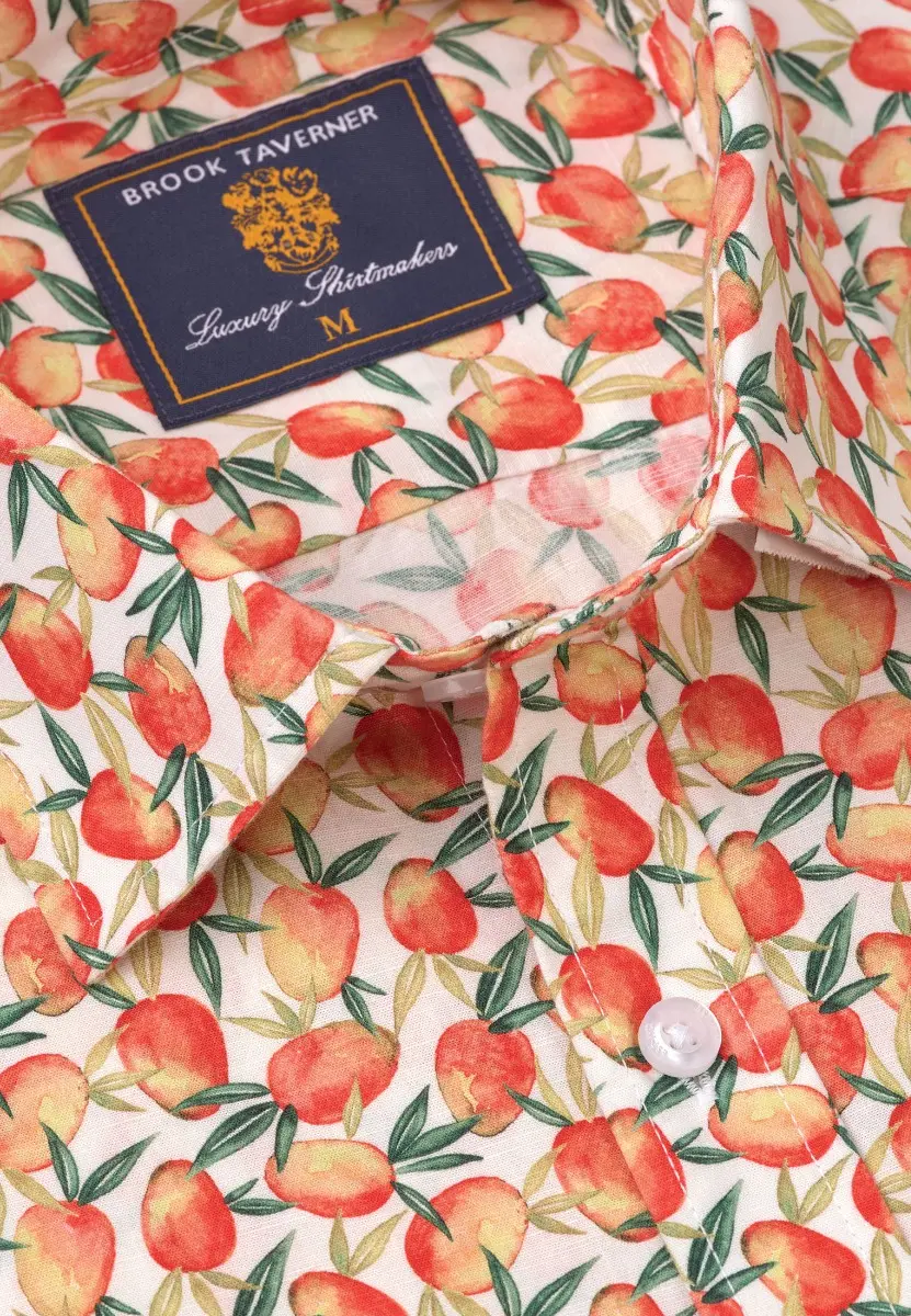 Regular Fit Mango Print Slub Cotton Shirt - Image 2