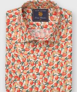 Regular Fit Mango Print Slub Cotton Shirt