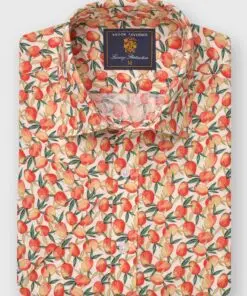 Regular Fit Mango Print Slub Cotton Shirt