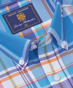 Alternative view of Regular Fit Blue Madras Check Cotton Oxford Shirt