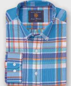 Regular Fit Blue Madras Check Cotton Oxford Shirt