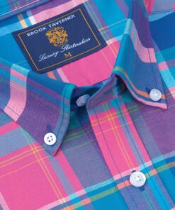 Alternative view of Regular Fit Magenta Madras Check Cotton Oxford Shirt
