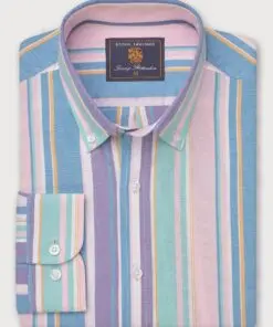 Regular Fit Multicoloured Stripe Cotton Oxford Shirt