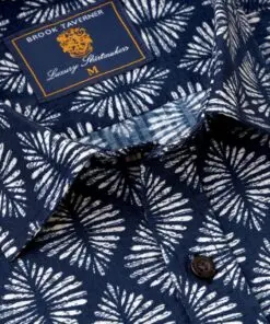 Alternative view of Regular Fit Navy Geometric Print Seersucker Short Sleeve Shirt