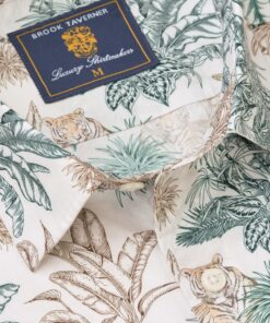 Alternative view of Regular Fit Khaki Tiger Tropical Print Short Sleeve Shirt