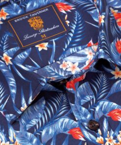 Alternative view of Regular Fit Navy Bird of Paradise Tropical Print Short Sleeve Shirt