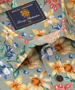 Alternative view of Regular Fit Sage Retro Tropical Print Short Sleeve Shirt