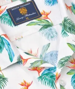 Alternative view of Regular Fit White Watercolour Tropical Revere Collar Short Sleeve Shirt