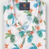 Regular Fit White Watercolour Tropical Revere Collar Short Sleeve Shirt
