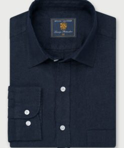 Regular Fit Navy Pure Linen Shirt