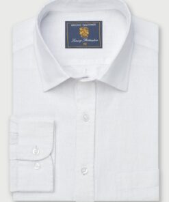 Regular Fit White Pure Linen Shirt