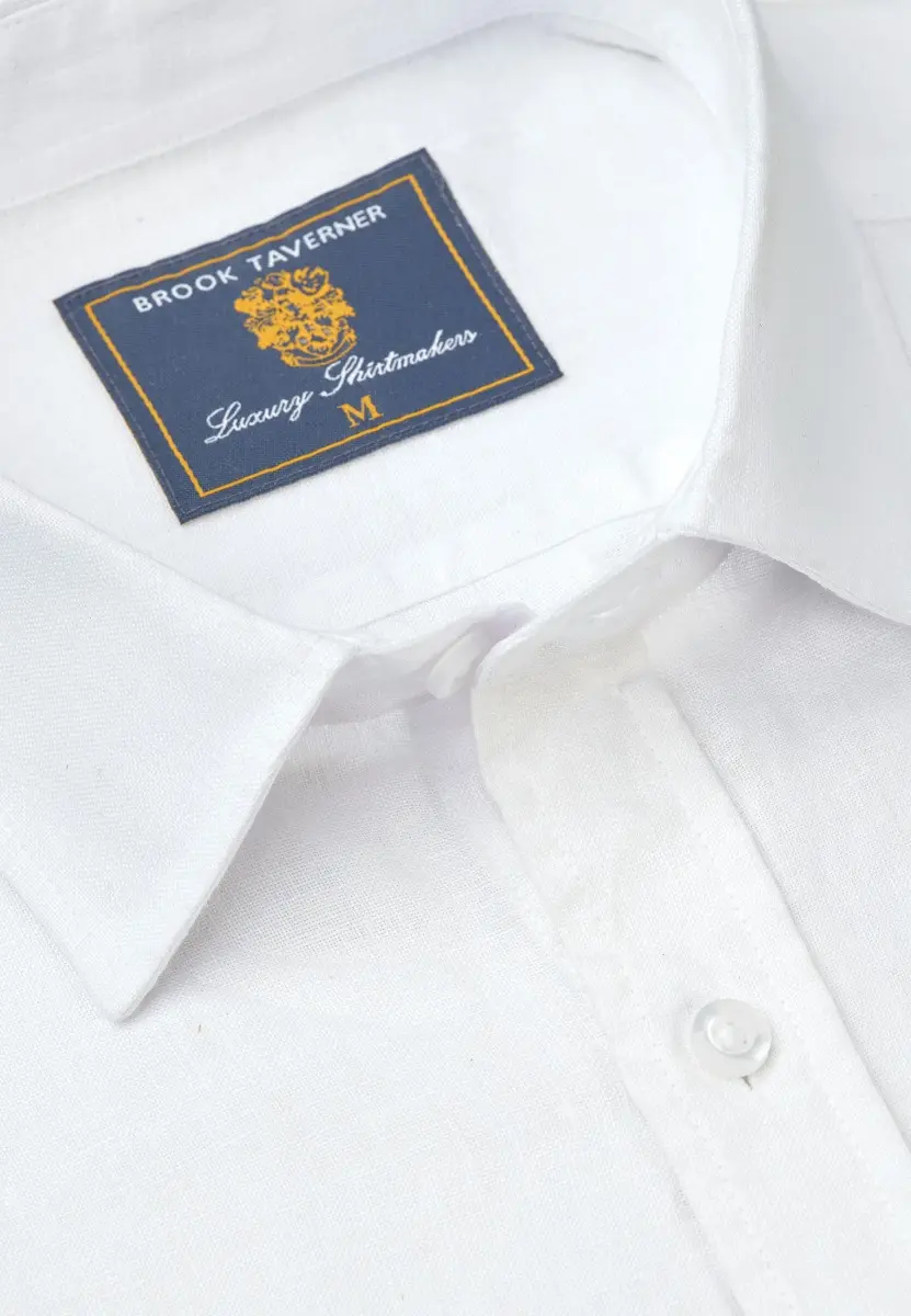 Regular Fit White Pure Linen Shirt - Image 2
