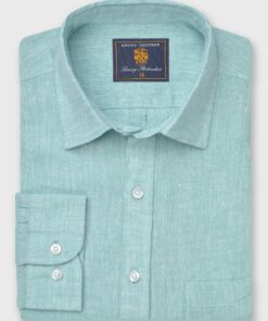 Regular Fit Mint Pure Linen Shirt