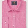 Regular Fit Magenta Pure Linen Shirt