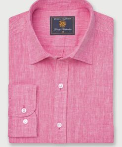 Regular Fit Magenta Pure Linen Shirt