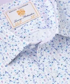 Alternative view of Regular Fit Blue Ditsy Floral Stretch Cotton Shirt