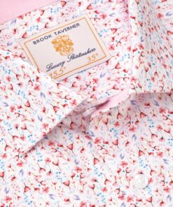 Alternative view of Tailored Fit Pink Ditsy Floral Stretch Cotton Shirt