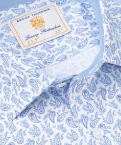 Alternative view of Tailored Fit Blue Paisley Stretch Cotton Shirt