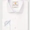 Regular Fit White Herringbone Stretch Cotton Shirt