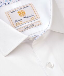 Alternative view of Tailored Fit White Herringbone Stretch Cotton Shirt